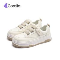ราคา 11 1ใหม่ Corolla รองเท้าผ้าใบผู้หญิง Velcro Three พื้นหนา กันลื่น รองเท้าทรงลำลองไร้เชือก เสริมส้น สีขาว ผ้าใบแบบสวม (25395881809)