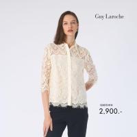 ราคา Guy Laroche Womans shirt luxury lace เสื้อเชิ้ตผู้หญิง แขนยาวสามส่วน สีขาว GBD5WH (24357414416)