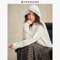 ราคา GIORDANO ผู้หญิง เสื้อยืด ลูกไม้ต่อมีฮู้ด เสื้อยืดคอกลม แขนยาว ทรงปกติ เสื้อยืดแฟชั่นลำลอง 18325822 (25273794931)