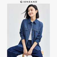 ราคา GIORDANO ผู้หญิง เสื้อเชิ้ต 100 Cotton เสื้อเชิ้ตยีนส์ กระเป๋ามีฝาปิด ทรงคลาสสิก แขนยาว เสื้อเชิ้ตยีนส์แฟชั่นลำลอง 13344854 (25578257905)