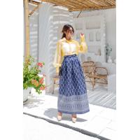 ราคา กระโปรงวนิดา จีบทวิส ผ้าไทยทอลายอัดซับผ้ากาวเอวซิปหลัง (23096674751)