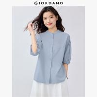 ราคา GIORDANO ผู้หญิง เสื้อเชิ้ต ผ้าฝ้าย 100 เสื้อเชิ้ตคอจีนป๊อปลิน ยาวถึงข้อศอก แขนพอง เสื้อเชิ้ตแฟชั่นลำลอง 13345311 (23834780083)