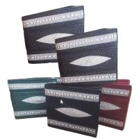 ราคา งานสวยๆหนังปลากระเบนหนาม เป็นกระเป๋าสองพับสั้น สีดำ Super Black (24434515669)