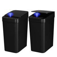 ราคา 2 Pack Bathroom Trash canSmart Touchless Trash CanAutomatic Motion Sensor Trash Bin with Lid2 4 Gallon Garbage Can Kitchen Bathroom Office Bedroom Trash can Black Black (24556614671)