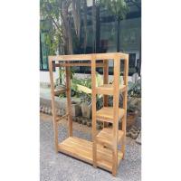 ราคา ราวผ้ากล่อง ชั้น ไม้สักแท้ ขนาดลึก40 ยาว 100 สูง150cm มีชั้นวางของ4ชั้น (24895011587)