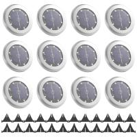 ราคา 12 Pack Solar Lights Outdoor Garden 8 LED Solar Disk Lights Outdoor IP65 Waterproof for Garden Pathway Lawn Patio Yard ro2 (24999762292)