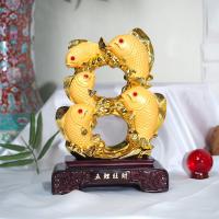 ราคา เสริมมงคลโชคลาภ ปลาหลีฮื้อคู่ เลข8 เรียกโชคลาภ และเงินทองให้เข้ามาตลอด งานเรซิ่นพ่นทรายทอง มี 3 ขนาด (25364700632)