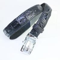 ราคา เข็มขัดหนังจระเข้แท้ 100 ผู้ชาย เข็มขัดผู้ชาย แบบถักขอบมือ ส่วนโครงกระดูกหลัง งานสวย สีดำ (652944990)