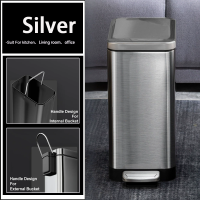 ราคา ถังขยะสแตนเลส 403 ขนาด 10 18 ลิตร ถังขยะที่มีฝาปิดและกันน้ำ ถังขยะอัจฉริยะที่มีเหยียบเท้า (25073586557)