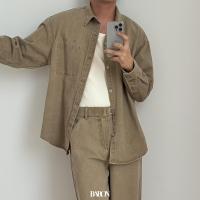 ราคา BARON Anakin Jeans Set ชุดเซ็ตเสื้อแจ็คเก็ตยีนส์ทรงหลวมและกางเกงยีนส์ทรงขากระบอกใหญ่ สีน้ำตาลเข้ม ครีมอ่อน และน้ำตาลคาคี (25139371283)
