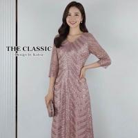 ราคา ชุดเดรสออกงานปักเลื่อม M 4XL เดรสกลิตเตอร์ ชุดราตรียาว เดรสปักเลื่อม ชุดไปงาน ชุดออกงาน ชุดเพื่อนเจ้าสาว เดรสสาวอวบ อ้วน ชุดราตรีสาวอวบ THE CLASSIC (25372777993)