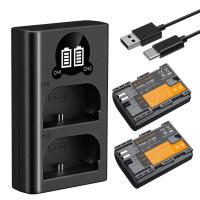 ราคา K F LP E6P แบตเตอรี่ 2 ก้อน 2400mAh USB ที่ชาร์จคู่ สำหรับ Canon R5 R6 R7 R8 90D 80D 70D (24899968476)