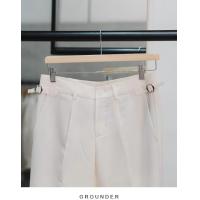 ราคา GROUNDER Off white Halsey belts trousers กางเกงขายาว กางเกงสีขาว ขากระบอกเล็ก ผ้าใส่สบาย เอวปกติ กางเกงแฟชั่น กางเกงมีจีบหน้า เข็มขัดข้างประดับ ผ้าคอตตอน (24494126363)