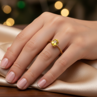 ราคา แหวนพลอยบุษราคัมน้ำทองบางกะจะ Yellow Sapphire ตัวเรือนเงินแท้ 92 5 ชุบทอง ไซด์นิ้ว 53 6 5 US (24620093647)