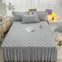ราคา ผ้าปูเตียงหนาผ้าระบายขอบเตียงห่อรอบๆธรรมดายืดหยุ่นผ้าปูที่นอนแต่งระบายแบบเดี่ยว ควีน คิง (23252163265)