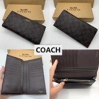ราคา Coâćh ของแท้ 100 กระเป๋าสตางค์แบบยาวสำหรับผู้ชาย กระเป๋าสตางค์แบบพับ 2 พับ Folio Clips Classic Logo (23495117594)