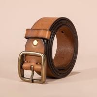 ราคา เข็มขัดหนังวัวแท้100 เกรดAAA หัวทองเหลืองสี่เหลี่ยม จัตุรัส หรับผู้ชายเอว25 42นิ้ว เข็มขัดผู้ชายสไตล์วินเทจคาวบอย แถมที่เจาะรูและวิธีตัดสาย (17446502172)