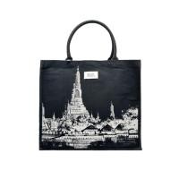 ราคา PASAYA Woven Art Bag x SYMBOLIC OF THAILAND WAT ARUN BLACK Size M 33x31x15 cm (24260064204)