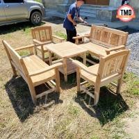 ราคา TMD ชุดรับแขก ชุดโต๊ะรับแขก ชุดโต๊ะรับแขกทั้งชุดทำจากไม้สักแท้ ไม่ทำสี (22864773032)