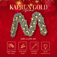 ราคา พวงมาลัยคริสต์มาสพร้อมไฟ LED Kaprun Gold Christmas Garland with LED Lights L 270 cm (25052039117)