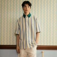 ราคา lookbookpetite toast shirt adult big blue stripe เสื้อเชิ้ตแขนสั้นผู้ชายทรง oversized (25114610833)