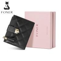 ราคา FOXER Brand Women Genuine Leather Short Wallet High Quality Multi function Card Holder Girls Wallets Fashion Female Purse (15334290101)