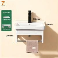 ราคา อ่างล้างหน้าแบบแขวน ชุดอ่างล้างหน้าเซรามิค พร้อมกระจก ที่เก็บของ เหมาะสำหรับห้องน้ำ คอนโด กระจกกลมและกระจกสี่เหลี่ยมสามารถเลือกได้อย่างอิสระ (24968803323)