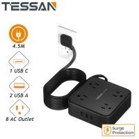 ราคา TESSAN ปลั๊กไฟ 8 ช่อง พร้อมสวิตช์และพอร์ต USB C 1 5 3 0 4 5 7 5 เมตร สาย ปลั้กพ่วง ปลั๊กสามตา กันไฟกระชาก มีรับประกัน ปลั๊กสามตาแบน กันไฟกระชาก TS 1026 C (25554341881)