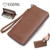 ราคา EDERN กระเป๋าสตางค์หนังม้าบ้าสำหรับผู้ชาย กระเป๋าคลัตช์หนังวัวสไตล์ย้อนยุคแบบลำลอง กระเป๋าสตางค์ใบยาว ใส่บัตร กระเป๋าสตางค์ใส่โทรศัพท์ กระเป๋าสตางค์แบบคล้องมือหนังแท้ (24496239578)
