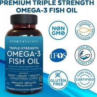 ราคา Viva Naturals Triple Strength Omega 3 Fish Oil Supplement 2500 mg Fish Oil with Re Esterified 180 Softgels (24937842754)