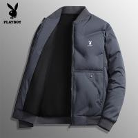 ราคา เสื้อโค้ทคอปกเบสบอลของผู้ชายโค้ตขนเป็ดเพลย์บอยฤดูหนาวสีทึบหนาอบอุ่น (24533772753)