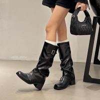 ราคา chloe store MIDNIGHT BOOTS รองเท้าบูทยาว แบบสวม สีน้ำตาลและสีดำ 36 40 (22285259439)