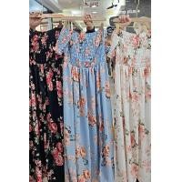 ราคา แม็กซี่เดรสสาวอวบเปิดไหล่ แต่งลายดอก สมอครอบอก (24540861800)