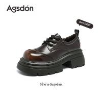 ราคา Agsdon รองเท้าหนังสีน้ำตาลแบบเชือกผูกสบาย (25017839732)