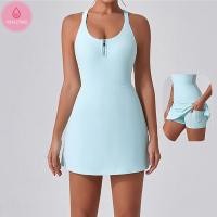 ราคา OzalCtree ชุดหมีขาสั้นมีกระเป๋าชุดจั๊มสูทกระโปรงชุดเล่นโยคะมีซิปมีซิปหนึ่งชิ้นออกกำลังกายยิมกีฬาผู้หญิงเสื้อผ้าใส่เล่นเทนนิส (22886394659)