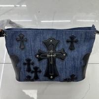 ราคา original Chrome Hearts 2025 New Cross Denim Stitching Large Capacity Travel Bag Shoulder Messenger Bag Commuter Simple Tote Bag imported New style (24845865455)