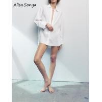 ราคา Alisa sonya เสื้อเสื้อเชิ้ตผ้าลินินแขนยาวสีขาวขนาดใหญ่ของผู้หญิง (16971365454)