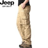 ราคา JEEP SPIRIT Men s Loose Cargo Pants Casual Drawstring Elastic Waist Wide Leg Athletic Sweatpants Outdoor Trousers (25256041544)