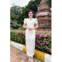 ราคา ชุดผ้าไทย ผ้าฝ้ายพิมพ์ลายอัดกาวชุด2ชิ้น เสื้อผ่าหน้ากระดุมใช้งานได้จริงผ้าถุงป้ายซิบข้าง (25567999827)