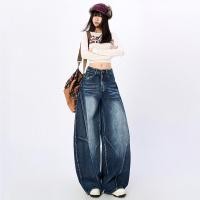 ราคา La Chapelle กางเกงยีนส์เอวสูงทรงหลวมสไตล์อเมริกันเรโทร (25101154515)