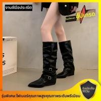 ราคา MOSI รองเท้าบูทส้นเตี้ยปลายแหลม สีดำ (25025961899)