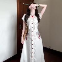 ราคา SENWA ชุดเดรสยาวปานกลางผ้าฝ้ายผสมไหมไหมพรมสไตล์ฝรั่งเศส ลายดอกไม้สีขาว ฤดูร้อน 2025 แฟชั่นผู้หญิง เดรสยาวปานกลาง (24952069152)