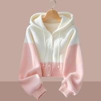 ราคา เสื้อสเวตเตอร์คาร์ดิแกนถักแบบมีฮู้ดหลวมๆ สำหรับผู้หญิง ฤดูใบไม้ร่วง ฤดูหนาว สีชมพู ตัดเย็บแบบต่อ แขนยาว ปกติ (25553974665)