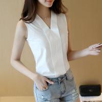 ราคา เสื้อเชิ้ตแขนกุดผ้าชีฟองทรงเข้ารูปสำหรับผู้หญิงไซส์ใหญ่ คอวี สไตล์ฤดูร้อน ทรงเข้ารูป เสื้อเชิ้ตแขนกุดสีขาว (11637710712)