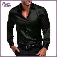ราคา Yoewre Men Regular Fit Dress Shirt Slim Fit Long Sleeve Shirt Mens Satin Slim Fit Button down Shirt for Office Casual Wear Long Sleeve Cardigan Top for Daily Use (25054659037)