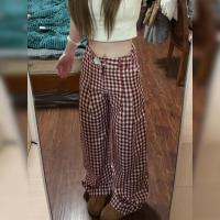 ราคา ZHENMANZI กางเกงขาหลวมลายสก็อตสีแดง เอวสูง (24965847099)