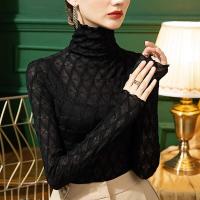 ราคา chaqi เสื้อคอเต่าลูกไม้สูง สีดำ แขนยาว (25108978877)