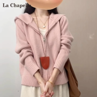 ราคา La Chapelle เสื้อไหมพรมสีชมพูแขนยาวมีฮู้ด ใหม่มาแรง สวีท (25100045763)