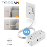 ราคา TESSAN ปลั๊กไฟ ปลั๊กพ่วงUSB C รางปลั๊กไฟ สายไฟยาว 1M 1 5M 3M มี3 6ช่อง 2USB 1TypeC กำลังไฟ วัสดุทนไฟ (19523667229)