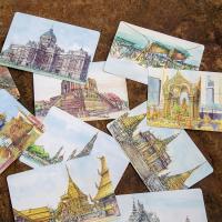 ราคา 10sheets SET A dream of Thailand hand painted Postcard Greeting Card Wish Card Christmas and New Year gifts Postcards (23940559532)